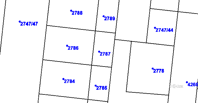 Parcela st. 2787 v KÚ Dejvice, Katastrální mapa