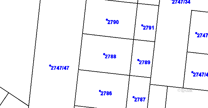Parcela st. 2788 v KÚ Dejvice, Katastrální mapa