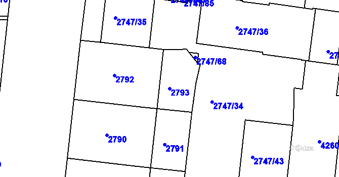 Parcela st. 2793 v KÚ Dejvice, Katastrální mapa