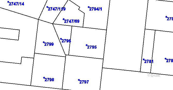 Parcela st. 2795 v KÚ Dejvice, Katastrální mapa