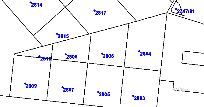 Parcela st. 2806 v KÚ Dejvice, Katastrální mapa
