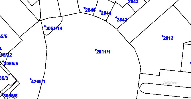 Parcela st. 2811/1 v KÚ Dejvice, Katastrální mapa