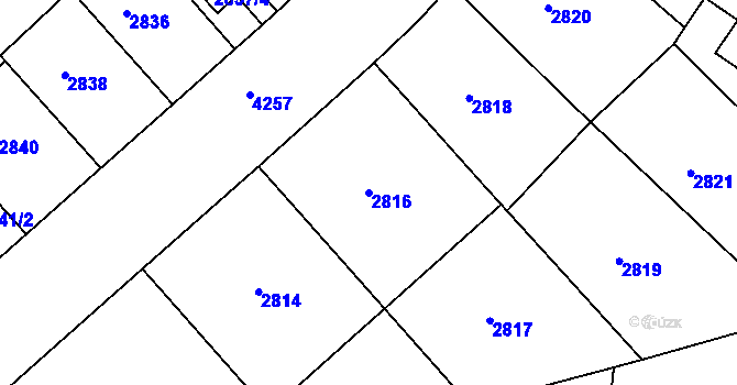 Parcela st. 2816 v KÚ Dejvice, Katastrální mapa