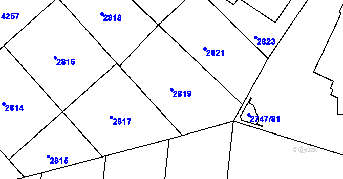 Parcela st. 2819 v KÚ Dejvice, Katastrální mapa