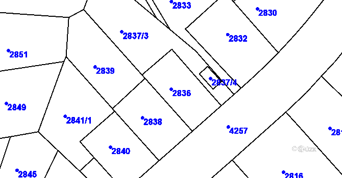 Parcela st. 2836 v KÚ Dejvice, Katastrální mapa