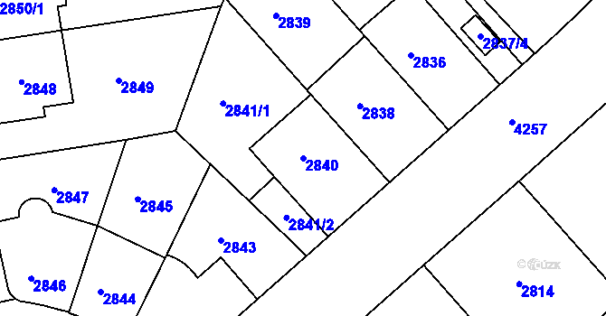 Parcela st. 2840 v KÚ Dejvice, Katastrální mapa