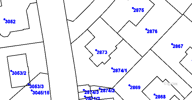 Parcela st. 2873 v KÚ Dejvice, Katastrální mapa