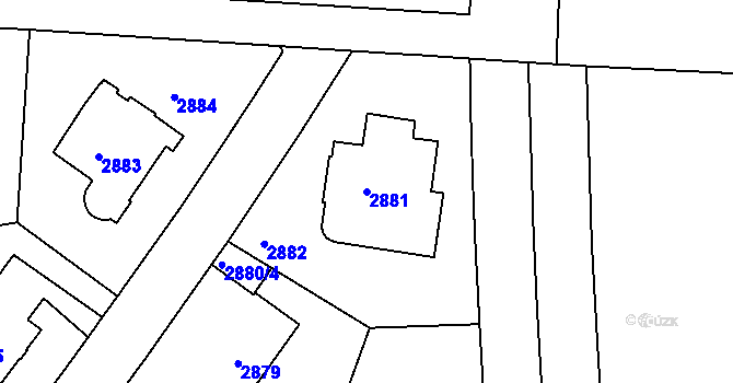 Parcela st. 2881 v KÚ Dejvice, Katastrální mapa