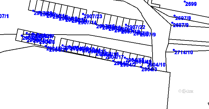 Parcela st. 2904/17 v KÚ Dejvice, Katastrální mapa