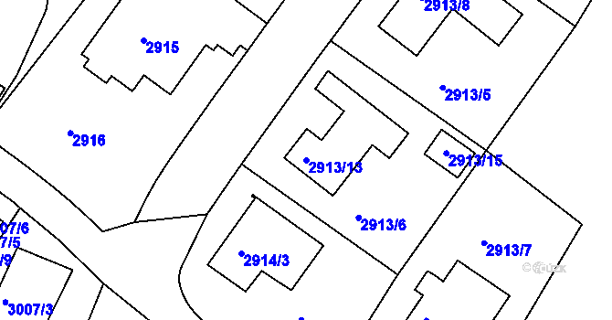 Parcela st. 2913/13 v KÚ Dejvice, Katastrální mapa