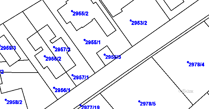 Parcela st. 2955/3 v KÚ Dejvice, Katastrální mapa
