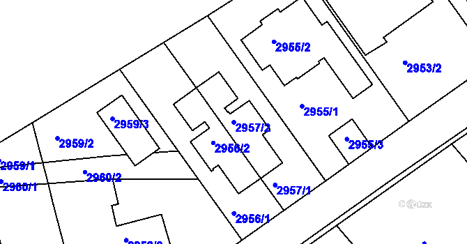 Parcela st. 2957/2 v KÚ Dejvice, Katastrální mapa