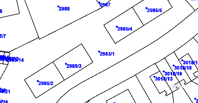 Parcela st. 2983/1 v KÚ Dejvice, Katastrální mapa