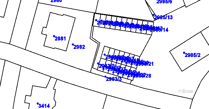 Parcela st. 2983/15 v KÚ Dejvice, Katastrální mapa
