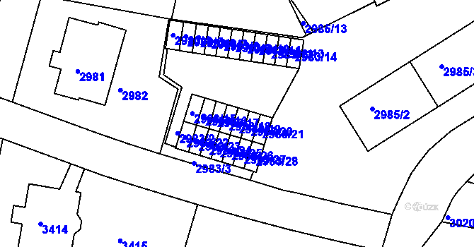 Parcela st. 2983/19 v KÚ Dejvice, Katastrální mapa