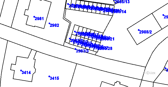 Parcela st. 2983/25 v KÚ Dejvice, Katastrální mapa