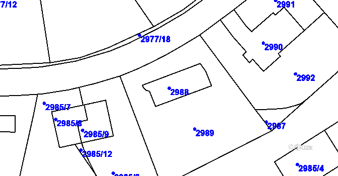 Parcela st. 2988 v KÚ Dejvice, Katastrální mapa