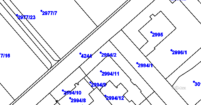 Parcela st. 2994/2 v KÚ Dejvice, Katastrální mapa