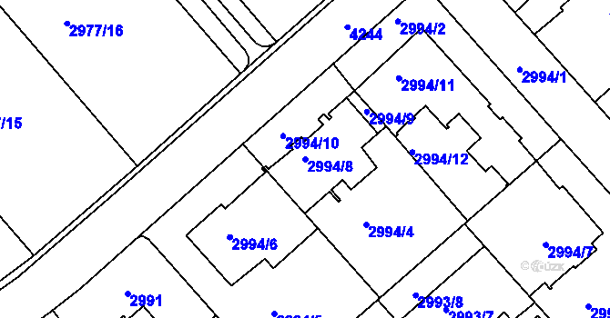 Parcela st. 2994/8 v KÚ Dejvice, Katastrální mapa
