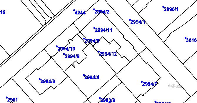 Parcela st. 2994/12 v KÚ Dejvice, Katastrální mapa