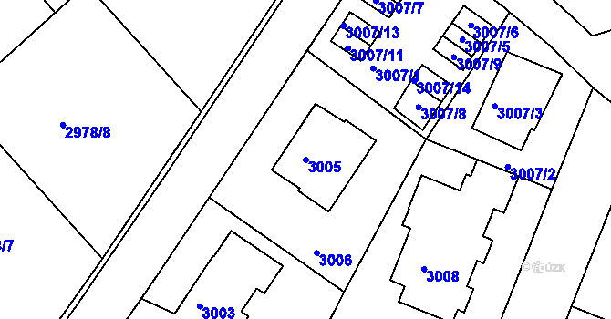 Parcela st. 3005 v KÚ Dejvice, Katastrální mapa