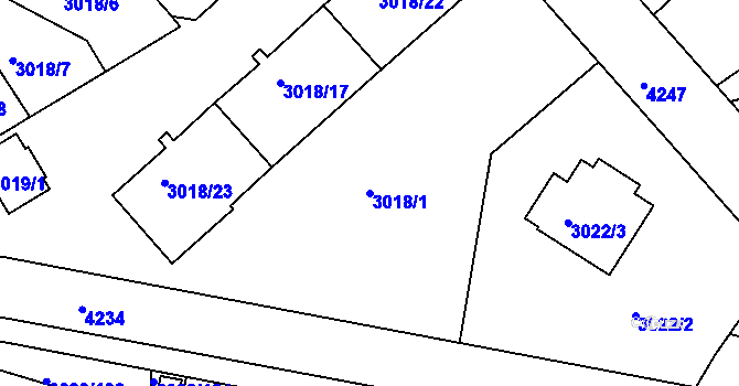 Parcela st. 3018/1 v KÚ Dejvice, Katastrální mapa