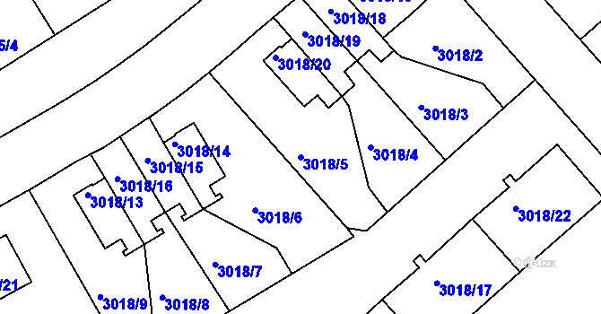 Parcela st. 3018/5 v KÚ Dejvice, Katastrální mapa