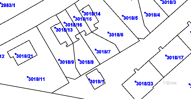 Parcela st. 3018/7 v KÚ Dejvice, Katastrální mapa