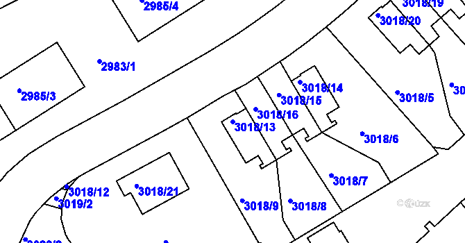 Parcela st. 3018/13 v KÚ Dejvice, Katastrální mapa