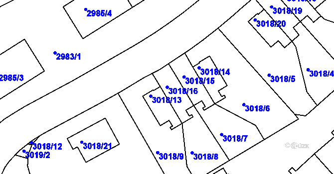 Parcela st. 3018/16 v KÚ Dejvice, Katastrální mapa