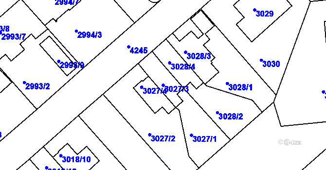 Parcela st. 3027/3 v KÚ Dejvice, Katastrální mapa
