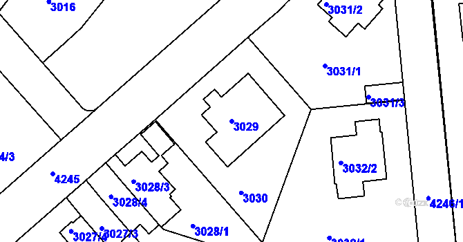 Parcela st. 3029 v KÚ Dejvice, Katastrální mapa