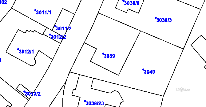 Parcela st. 3039 v KÚ Dejvice, Katastrální mapa