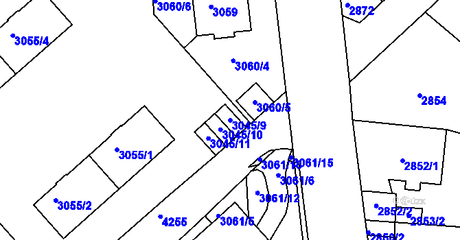 Parcela st. 3045/9 v KÚ Dejvice, Katastrální mapa
