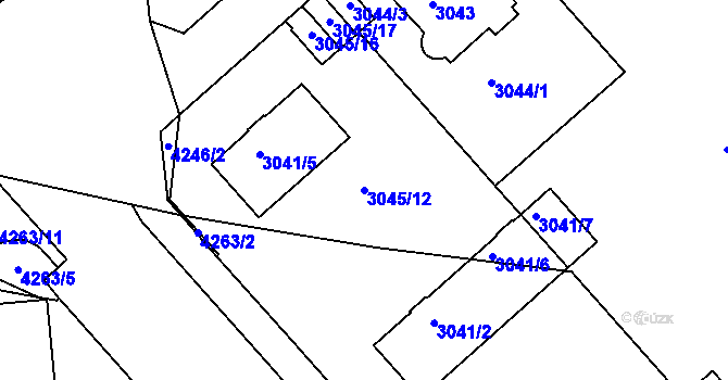 Parcela st. 3045/12 v KÚ Dejvice, Katastrální mapa
