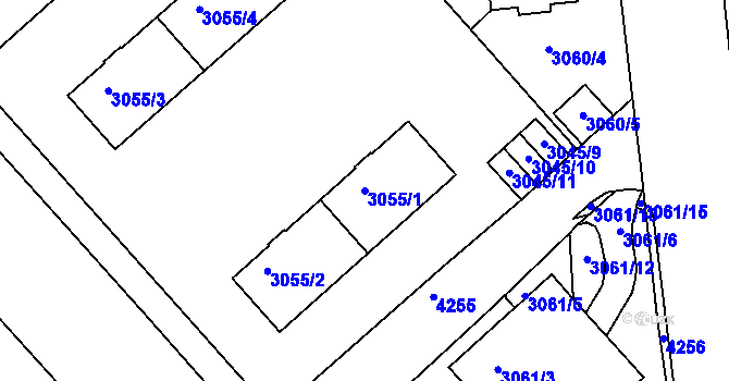 Parcela st. 3055/1 v KÚ Dejvice, Katastrální mapa