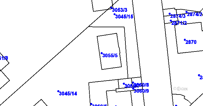 Parcela st. 3055/5 v KÚ Dejvice, Katastrální mapa