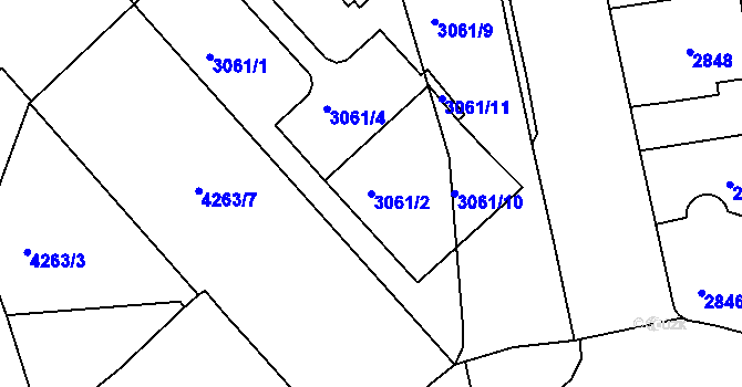 Parcela st. 3061/2 v KÚ Dejvice, Katastrální mapa