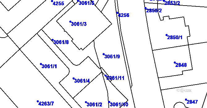 Parcela st. 3061/9 v KÚ Dejvice, Katastrální mapa