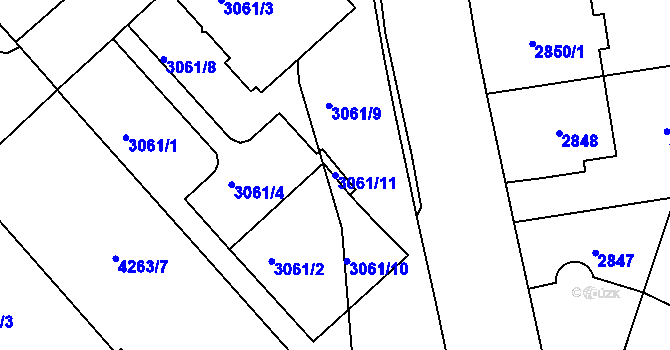 Parcela st. 3061/11 v KÚ Dejvice, Katastrální mapa