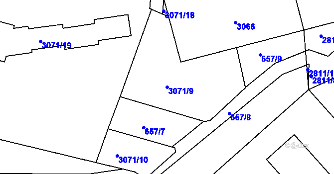Parcela st. 3071/9 v KÚ Dejvice, Katastrální mapa