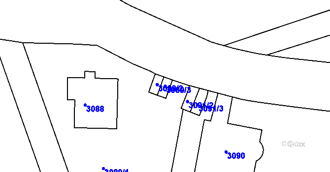 Parcela st. 3089/3 v KÚ Dejvice, Katastrální mapa