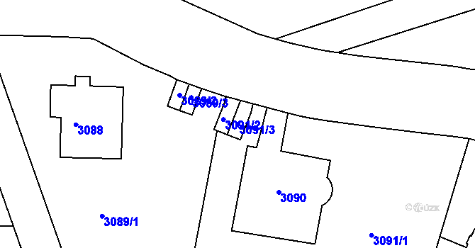 Parcela st. 3091/3 v KÚ Dejvice, Katastrální mapa