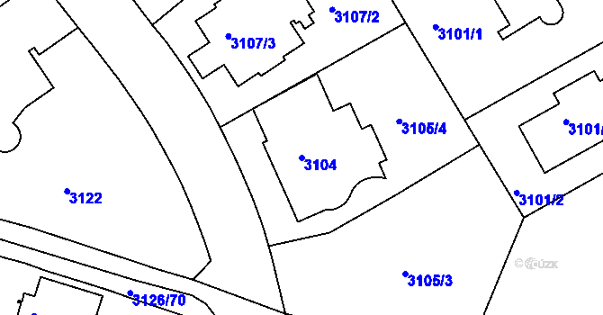 Parcela st. 3104 v KÚ Dejvice, Katastrální mapa