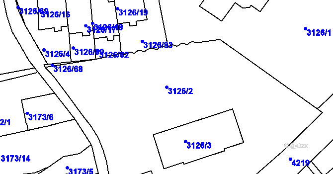 Parcela st. 3126/2 v KÚ Dejvice, Katastrální mapa