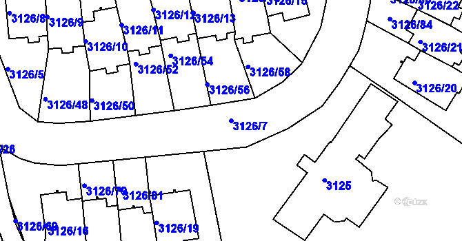 Parcela st. 3126/7 v KÚ Dejvice, Katastrální mapa