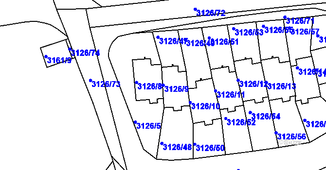 Parcela st. 3126/9 v KÚ Dejvice, Katastrální mapa