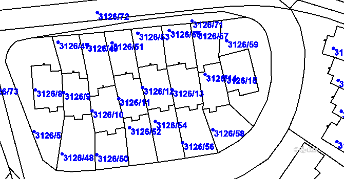 Parcela st. 3126/13 v KÚ Dejvice, Katastrální mapa