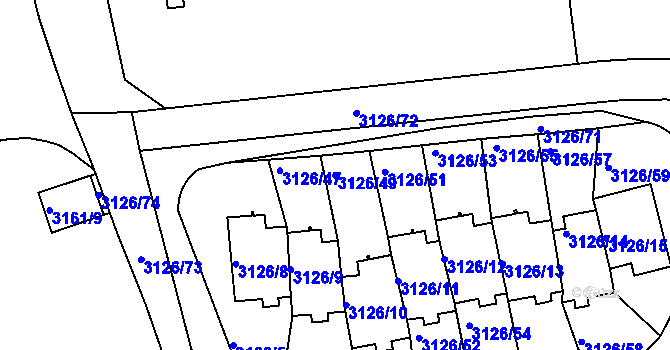 Parcela st. 3126/49 v KÚ Dejvice, Katastrální mapa