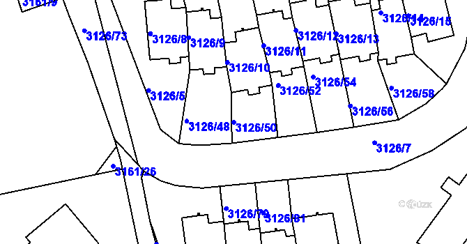 Parcela st. 3126/50 v KÚ Dejvice, Katastrální mapa